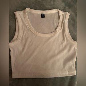 White, loose, cropped tank top